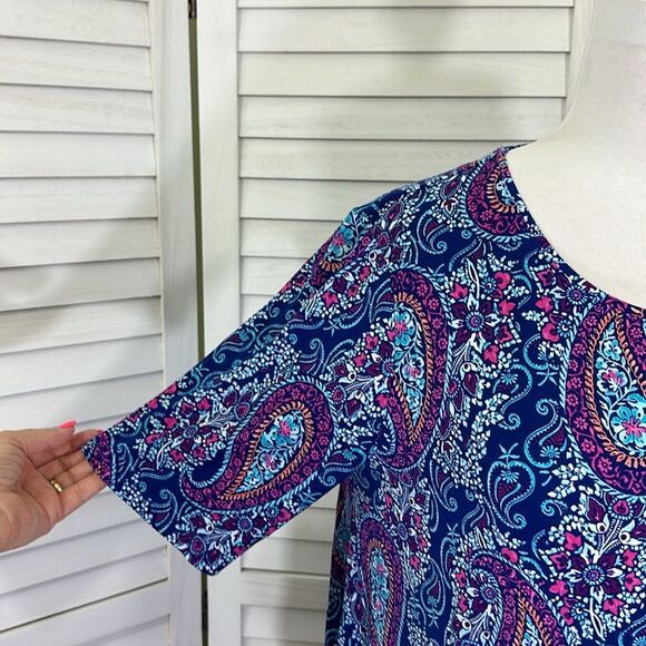 Chico’s Paisley Short Sleeve Top Size 2 (12)  Stretchy NWOT - Picture 6 of 12